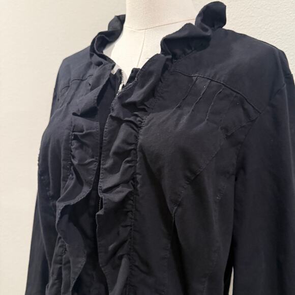 Christiana Zinn Black Ruffle Full Zip Jacket 1X Dark Feminine Coquette Romantic - Picture 3 of 7